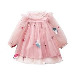 Baby Princess Unicorn Dress Cute Little Girls Summer Long Sleeves Clothes Kids Lace Unicorn Dresses fantasia unicornio menina