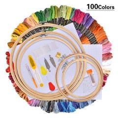 50/100 Colors Skeins Embroidery Pen Needle Set Thread Punch Stitching Knitting Kit Women Mom DIY Sewing Accessories With Tweezer