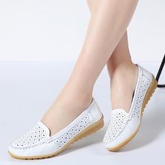 STQ 2019 Spring women flats shoes women genuine leather shoes woman cutout loafers slip on ballet flats ballerines flats 169