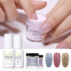 BORN PRETTY Dipping Nail Powders Base Coat Gradient French Nail Natural Color Holographic Glitter Cure Nail Art Decorations