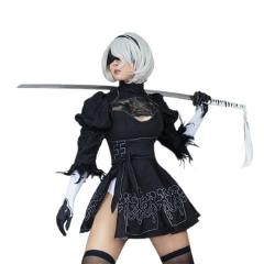 Chinese Size Nier Automata Yorha 2B Cosplay Suit Anime Women Outfit Disguise Costume Set Fancy Halloween Girls Party Black Dress