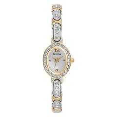 Bulova Women's 98L005 Quartz Silver and Gold Tone Crystal Accents 17mm Watch