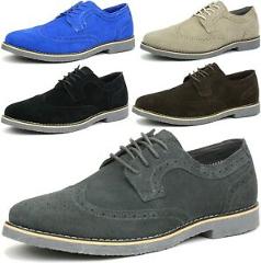 Alpine Swiss Beau Mens Dress Shoes Genuine Suede Wing Tip Brogue Lace Up Oxfords