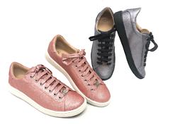 Ugg Australia Milo Glitter Pink Gunmetal Lace Up Sneakers Tennis Shoes 1100213