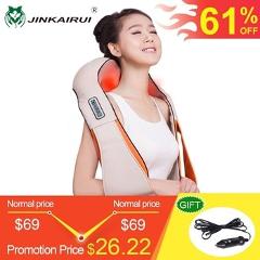 JinKaiRui U Shape Electrical Shiatsu Massager Shawl Roller Heat Massage Electric Pain Neck and Shoulder Multi-function Massagem