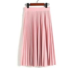 SheBlingBling Spring Autumn Fashion Women's High Waist Pleated Solid Color Half Length Elastic Skirt Promotions Lady Black Pink