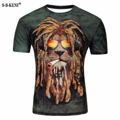 2019 High Quality The lion Move Printed 3D T-shirt Punk style 3D Short Sleeve T-Shirt M-4XL Lycra cotton Men's T-Shirts cool