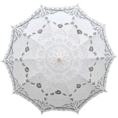 Fashion Sun Umbrella Cotton Embroidery Bridal Umbrella White Ivory Battenburg Lace Parasol Umbrella Wedding Umbrella Decorations