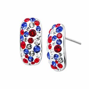 Crystaluxe Patriotic Confetti Earrings with Swarovski Crystals