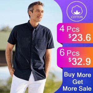 Big&Tall Sizes Men Summer Business Casual Classic Cotton Shirts Men Oxford Short Sleeve Relaxed Woven Easy Care Dress Shirts Men