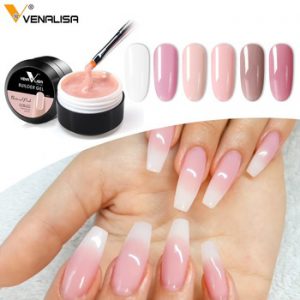 Thick Builder Gel Nails Pink VENALISA New 15ml Finger Nail Extension UV LED Gel Nail Cover Pink Camouflage Soak Off Jelly Gel