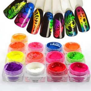 1 Box Neon Pigment Powder Nail Fluorescence Gradient Glitter Summer Shinny Dust Ombre DIY Nail Art Decor Manicure CHYE01-13-1