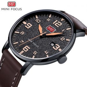 MINIFOCUS Luxury Brand Men's Wristwatch Quartz Wrist Watch Men Waterproof Brown Leather Strap Fashion Watches Relogio Masculino