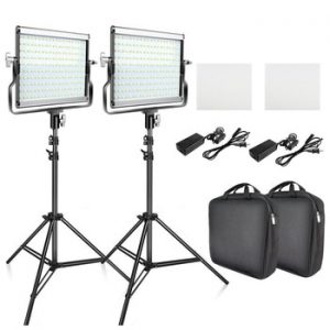 capsaver L4500 LED Video Light Kit Dimmable 3200K-5600K 15W CRI 95 Studio Photo Lamps Metal Panel with Tripod for Youtube Shoot