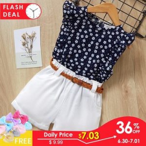 Kids Girls Clothing Sets Summer New Style Brand  Baby Girls Clothes short Sleeve T-Shirt+Pant Dress 2Pcs Children Clothes Suits