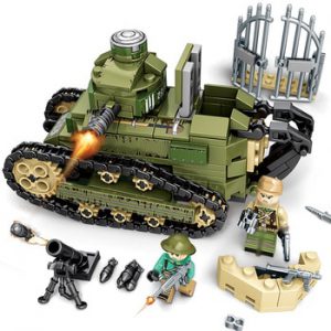 368PCS WW2 Military Renault FT17 Tank Building Block compatible legoing Army Soldier Weapon Bricks Educational Toy for Children