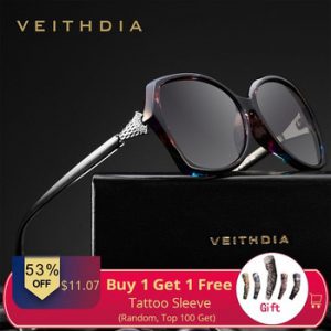 VEITHDIA Retro Womens Sun glasses Polarized Luxury crystal Ladies Brand Designer Sunglasses Eyewear For Women Female V3027