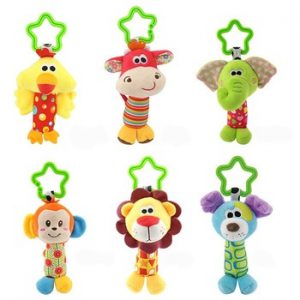 6 Styles Baby Toys Rattles Pacify Doll Plush Baby Rattles Toys Animal Hand Bells Newbron Animal elephant/monkey/lion/deer/dog