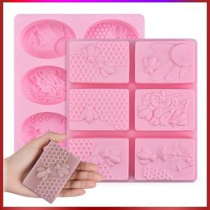 SJ 1pc Honey Bee Silicone Soap Mold diy Handmade Craft 3d Soap Mold Silicone Rectangular Oval 6 Forms Soap Molds For Soap Making