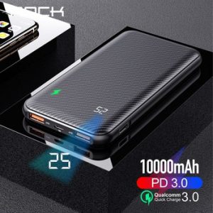 ROCK Quick Charger Power Bank 10000mAh PD QC 3.0 18W Digital LED Display Dual USB External Battery Charger