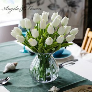 Free shipping 31PCS/LOT pu mini tulip flower real touch wedding flower bouquet artificial silk flowers for home party decoration