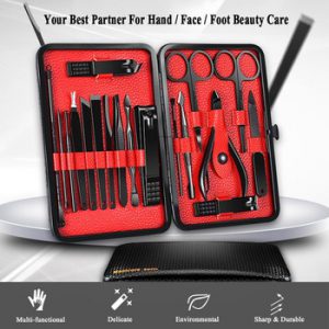 18pcs Pro Manicure Set Nail Kit Nail Art Tools All For Manicure Sets Pedicure Care With Pusher Ingrown Nail File Polish Tweezer