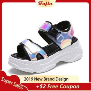 Fujin Brand Women Sandals 2019 New Fashion Ladies Casual Shoes Bling Wedges Buckle Strap  Platform Shoes  5 CM  Summer Sandals