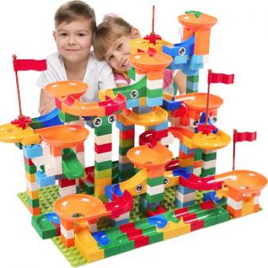 74-296 PCS Marble Race Run Maze Ball Track Building Blocks ABS Funnel Slide Assemble Bricks Compatible LegoINGlys Duploe Blocks