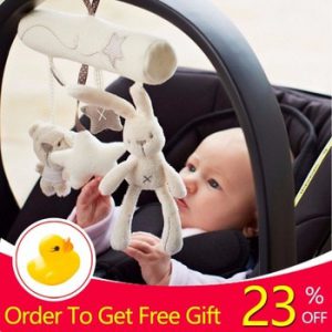 Rabbit baby hanging bed safety seat plush toy Hand Bell Multifunctional Plush Toy Stroller Mobile Gifts