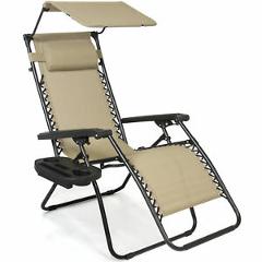 BCP Folding Zero Gravity Recliner Lounge Chair w/ Canopy