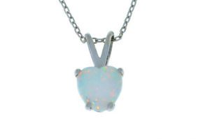 Opal 6mm Heart Shape Pendant .925 Sterling Silver