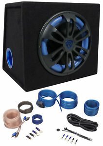 Rockville RVB12.1A 12” 500w Active Powered Car Subwoofer+Sub Enclosure+Amp Kit