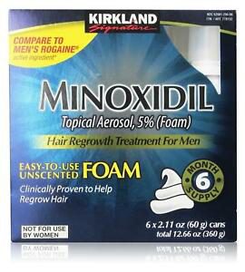 Kirkland Minoxidil Hair Loss Regrowth Treatment Topical Foam 6-month Mens CHOP