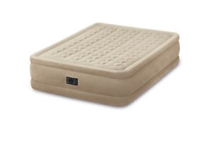 Intex Queen Ultra Plush Fiber-Tech Airbed Air Mattress Bed with Built-In Pump