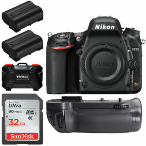 Nikon D750 24.3MP DSLR Camera Body + Battery Grip +32gb Top Accessory Bundle New