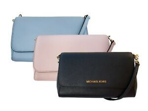 Michael Kors Jet Set Medium Convertible Pouchette Crossbody Black Pink Blue