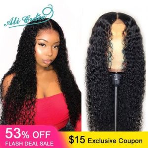 Ali Grace Lace Front Wigs Brazilian Curly Human Hair Wigs Pre Plucked Hairline With Baby Hair Remy Hair 360 Lace Frontal Wigs