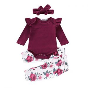 Floral Baby Girl Clothes Long Sleeve Autumn Winter Newborn Outfit For Girl Casual Flower Print Infant Girl Clothing Set P25