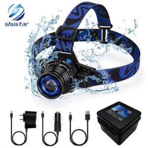 Waterproof LED headlamp rechargeable headlight Q5 LED Rotary zoom 3 modes head lamp Built-in lithium battery + charger + USB