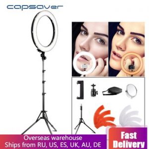 capsaver RL-18 LED Ring Light 18 inch Makeup Lamp with Tripod Mirror High CRI LED 5500K Camera Photo Youtuber Studio Video Lamp