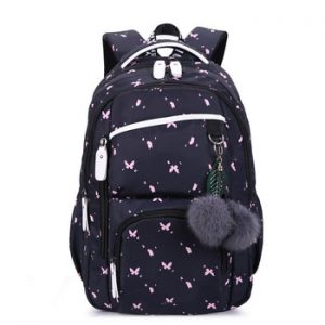 FengDong cute school bags for teenage girls korean style school backpack for girls fur ball decoration children bag girl gift