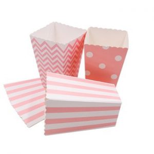 New! 12PCS/Lot Popcorn Box/Cup Pink Theme Party Decoration For kids Happy Birthday Christmas Wedding Party Baby Shower Supplies