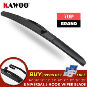 KAWOO Universal J Type Car Wiper Blade 14"16"17"18"19"20"21"22"24"26" Hook Windscreen Windshield Soft Rubber Hybrid Auto Wipers