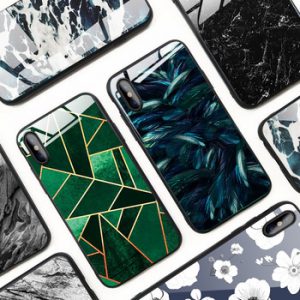 IIOZO Glass Case For iPhone X XS MAX XR 6 6S 7 8 Plus Phone Cases Tempered Glass Marble Flower Pattern Cover For iPhone XS Max