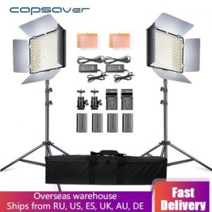 capsaver 2 in 1 Kit LED Video Light Studio Photo LED Panel Photographic Lighting with Tripod Bag Battery 600 LED 5500K CRI 95