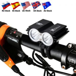 Waterproof Bike Light 2*T6 LED Bicycle Light 4 Modes MTB Road Front Cycling Headlight+ Safety Warning Red Laser Rear Lamp