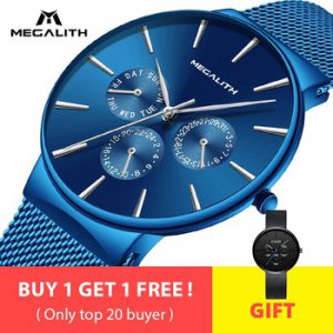 MEGALITH Mens Watches Top Brand Luxury Waterproof Wrist Watch Ultra Thin Date Quartz Watch For Men Sports Clock Erkek Kol Saati