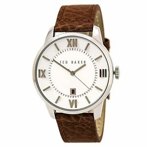 Ted Baker 10015154 Men's Quartz Dress White Dial Brown Band Watch