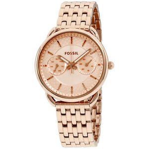 Fossil Tailor Quartz Movement Rose Gold Dial Ladies Watch ES3713