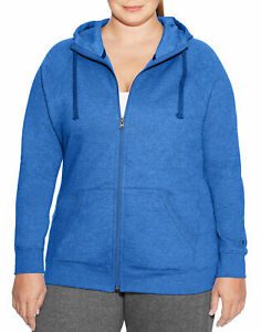 Champion Women's Sweatshirt Hoodie Plus Powerblend Fleece Full Zip Scuba hood